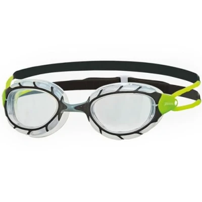Image of Zoggs Predator Adult Swimming goggles, UV protection Swim Pulley Adjust Comfort Goggles Straps, Fog Free Goggle Lenses, Adults Ultra Fit, Clear, Black/Lime/Small