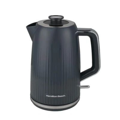 Image of Hamilton Beach Electric Kettle, Miami, 1.7L, Boil Dry Protection, Auto Shut Off, Detachable Limescale Filter, 360 Swivel Base, Water Level Window, Charcoal Grey HB3023CH