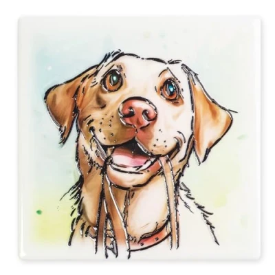 Image of Art of Arora 2957 Yellow Labrador Ceramic Coaster 10 x 10cm
