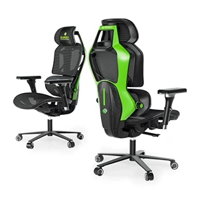 Image of EUREKA Ergonomic Typhon Gaming Chair Office with Lumbar Support Mesh Comfortable Computer Desk 4D Armrests for Home Black &amp; Green