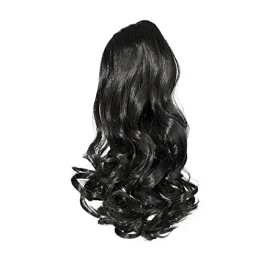 Image of Love Hair Extensions Gushy Bird Draw String Synthetic Ponytail Colour 1 Jet Black 14 Inch