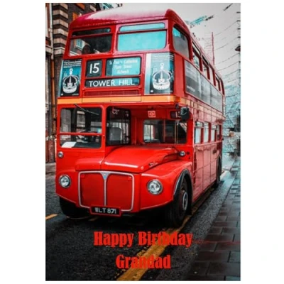Image of Beebooh cards Vintage red London bus Grandad birthday card