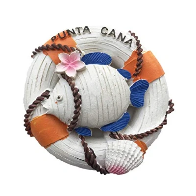 Image of 3D Lifebuoy Punta Cana Dominica Refrigerator Fridge Magnet Tourist Souvenirs Handmade Resin Craft Magnetic Stickers Home Kitchen Decoration Travel Gift