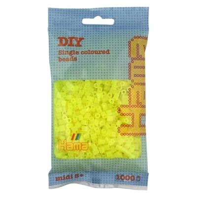 Image of Hama Beads Bag Approx. 1000 Midi Fuse Mosaic Decoration Arts &amp; Craft for Creative Children Ages 5+ Neon Yellow