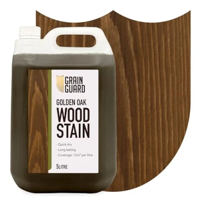 Image of GRAIN GUARD Wood Stain Golden Oak 5 Litre Water Based &amp; Low Odour Eco Friendly and Non Toxic Interior Furniture Easy Application Quick Drying