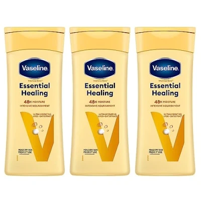 Image of Vaseline Intensive Care Essential Healing Body Lotion Bundle 3 x 400ml For Dry, Cracked Skin