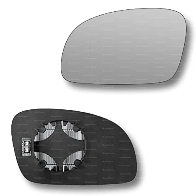 Image of Less4spares Replacement Wing Mirror Glass Left Compatible with VW New Beetle 2003 2010 CLIP ON Passnager Near Side N/S Heated Blind Spot