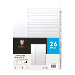 Image of Concord 26 Part A Z Index Presentation Dividers A4 (5 Pack)