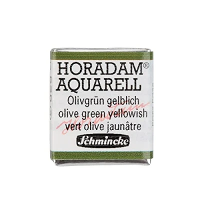 Image of Schmincke HORADAM® AQUARELL finest artists&#039; watercolours, 525 Olive green yellowish, 14 044, 1/2 pan