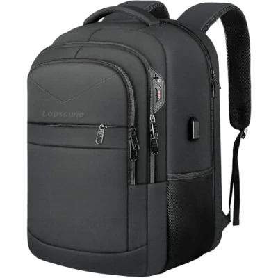 Image of Lapsouno Backpack, Laptop Carry on Durable Extra Large 17 Inch TSA Friendly Business Travel Backpack with USB Port, Anti Theft College School Bag Gifts for Men Women, Black