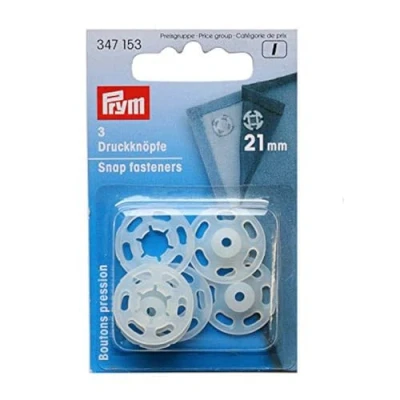 Image of Prym sew on Buttons, Plastic, Round, Perlmuttfarben, 21 mm, Transparent, 3 Stück PRYM_347153 1