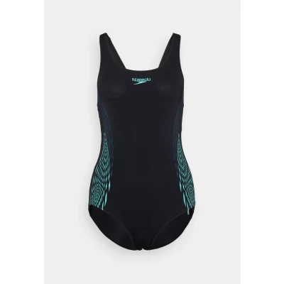 Image of Speedo Womens Placement Muscleback Swimsuit, Women&#039;s, Size: 32, Dark teal