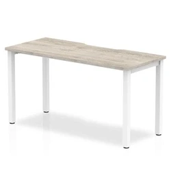 Image of Evolve Plus 1400mm Single Starter Desk Grey Oak Top White Frame