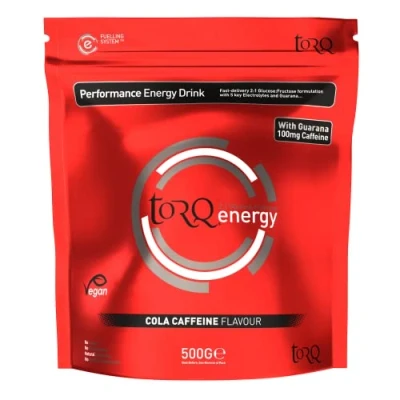 Image of TORQ Energy Drink Caffeine Cola Isotonic Powder Electrolyte Drinks High Carbohydrates 30g per 500ml and Sodium 15 Servings 500g