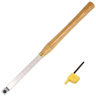 Image of Wood Turning Tools Rougher Carbide Tipped Lathe Chisel Tool Bar 18.5 Inches with 14mm Straigt Edge Square Insert for Hobbyist or DIY Carpenter