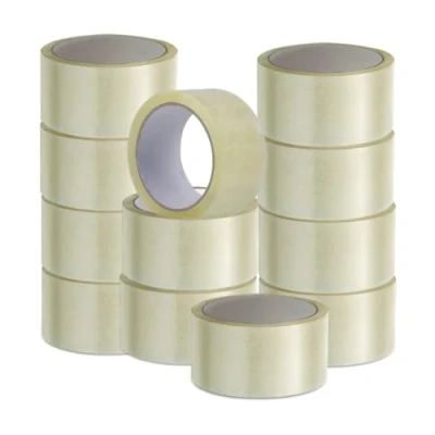 Image of Packaging Tape, Brown Low Noise Tape 48mm x 66mm, Heavy Duty For Box Packaging, Strong and Secure Moving House, Sticky (CLEAR, 12 ROLLS)