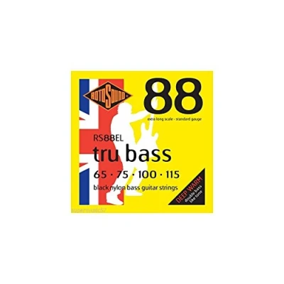Image of Rotosound Strings for Electric BASS TRU NYLON FLATWOUND 4 str. RS88EL FW XLONG SCALE Standard 65 115,White Black Red Blue,Small Medium Large X 2X