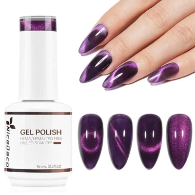 Image of Nicedeco Cat Eye Gel Nail Polish, 15ML UV/LED Soak Off Hema free, Cruelty Vegan, Art Manicure Pedicure, Salon &amp; Home Use Long Lasting Easy to Apply 301