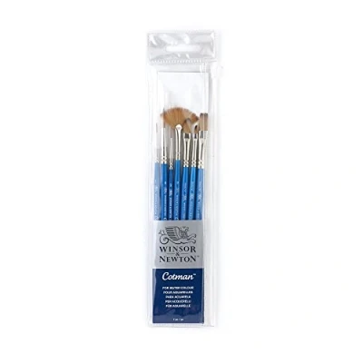 Image of Winsor &amp; Newton, Cotman Watercolour Synthetic Brushes, Short Handle, Pack of 7