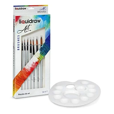 Image of Liquidraw Paint Brushes Set Art For Acrylic, Oil &amp; Watercolour Painting Palette Professional Artist Quality (Round + Palette)