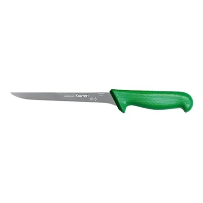 Image of Starrett Professional Stainless Steel Chefs Kitchen Boning Knives Narrow Straight Profile 8 inch (200mm) Green Handle