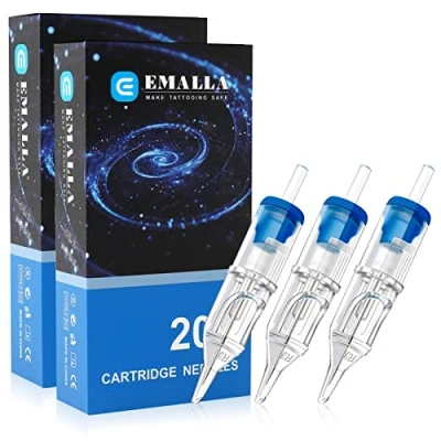 Image of Tattoo Cartridges Needles RS Emalla Pack of 40 Round Shader 1203RS 1205RS 1207RS 1209RS for Cartridge Pen &amp; Grips