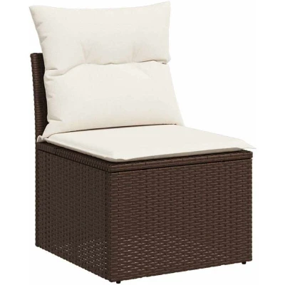 Image of vidaXL 7 Piece Garden Sofa Set with Cushions Brown Poly Rattan