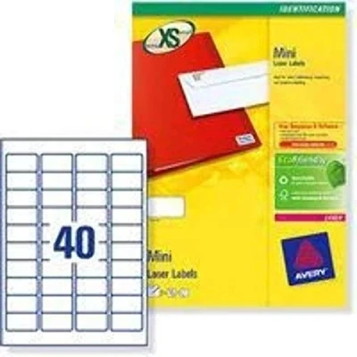 Image of Avery Printable, Customisable Mini Organising Return Address Labels, Laser Printers, 40 Labels Per A4 Sheet, 1000 QuickPEEL (L7654), White