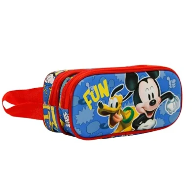 Image of Disney Mickey Mouse Fun 3D Double Pencil Case, Multicolour, 22 x 9.5 cm