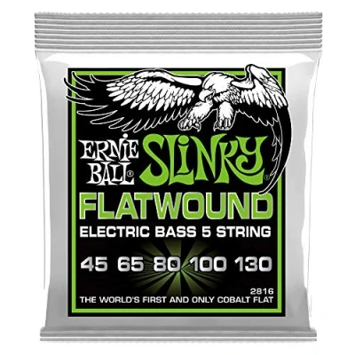 Image of Ernie Ball Regular Slinky 5 String Flatwound Electric Bass Strings 45 130 Gauge