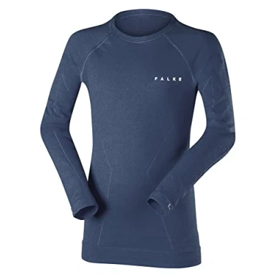 Image of FALKE Unisex Kids Wool Tech K L/S SH Functional Yarn Quick Dry 1 Piece Base Layer Top, Blue (Capitain 6751), 5 6