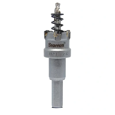 Image of Starrett Tungsten Carbide Tipped Hole Saw SM26 Sheet Metal Cutter With Arbor &amp; Pilot Drill Bit For Drilling Stainless Steel Aluminum Alloy 26 mm
