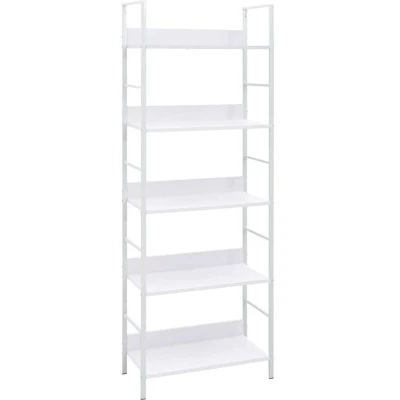 Image of vidaXL 5 Layer Book Shelf White 60x27.6x158.5 cm Engineered Wood