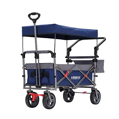 Image of Arebos Handcart Premium Foldable with Roof Transport Trolley Up to 100 kg Front and Rear Brakes