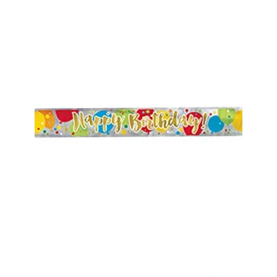 Image of Glitzy Gold Foil Multicolor Long Fold Birthday Banner (3.6 Meters) 1 Piece Premium Celebration Decor for Unforgettable Parties