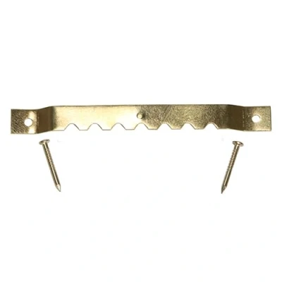 Image of 63mm Sawtooth Hangers and Nails Electro Brass