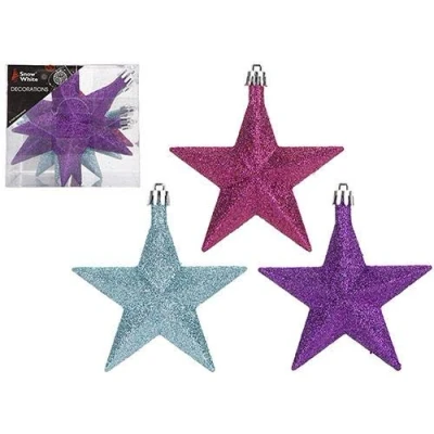 Image of PMS International Ltd PACK OF 6 Blue, Pink, Purple BRIGHT GLITTER 10cm BAUBLES