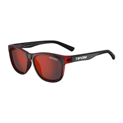 Image of Tifosi Swank Single Lens Sunglasses: Classic style, lightweight and durable for daily use, Crimson/Onyx/Smoke Red