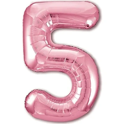 Image of Balloon 5th Birthday Number 5 Pink XXL Giant Foil 40 Decoration for Girl. Flies with Helium