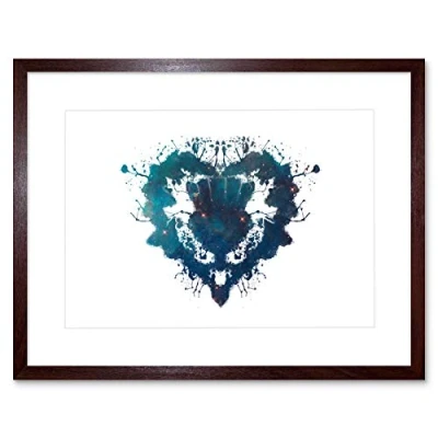 Image of Wee Blue Coo Ink Splat Thistle Heart Artwork Framed Wall Art Print 12X16 Inch