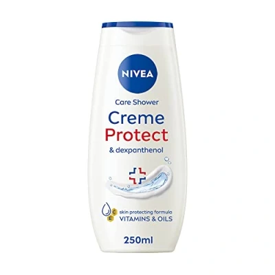Image of NIVEA Creme Protect Shower Cream Gel (250 ml), Moisturising with Dexpanthenol, Vitamins C, E and Precious Oils, Body Wash for Women, Cares Dry Skin