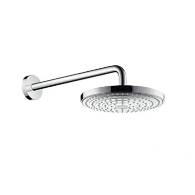Image of hansgrohe Raindance Select S 240 overhead shower with 390 mm arm, 2 spray modes, water saving 9 l/min, white/chrome 26470400
