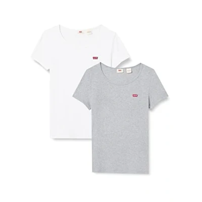 Image of Levi&#039;s Women&#039;s 2 Pack Tee T Shirt, Starst, XXS