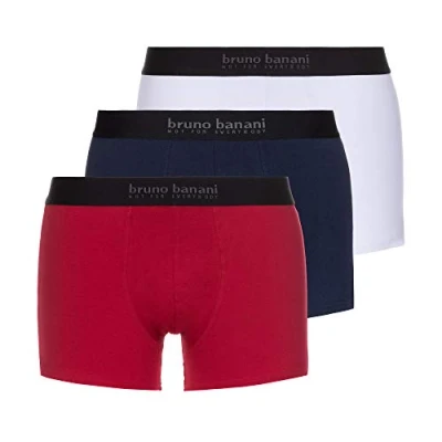 Image of Bruno Banani Men&#039;s Short 3er Pack Energy Cotton Boxer, Multicolour (Rot//Navy//Weiß 2754), Large (Pack of 3)
