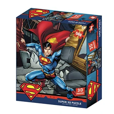 Image of DC Comic SM32523 Superman Strength 3D Effect Jigsaw Puzzle, Multicolour