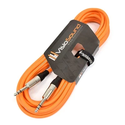 Image of VisioSound 6.35mm 1/4&quot; Stereo TRS Jack to Lead/Balanced Signal Audio Patch Cable (6m, Orange)