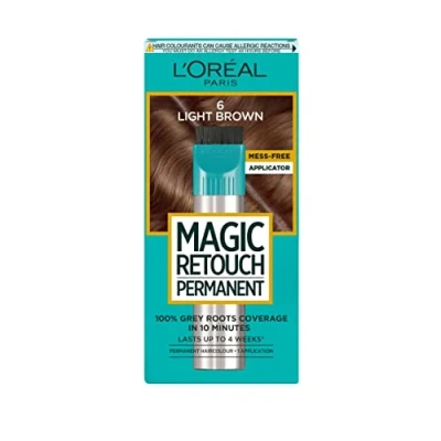 Image of L&#039;Oreal Paris Magic Retouch Permanent Root Concealer, Touching Up Grey Hair Dye, Light Brown 6, 95 g (Pack of 1)