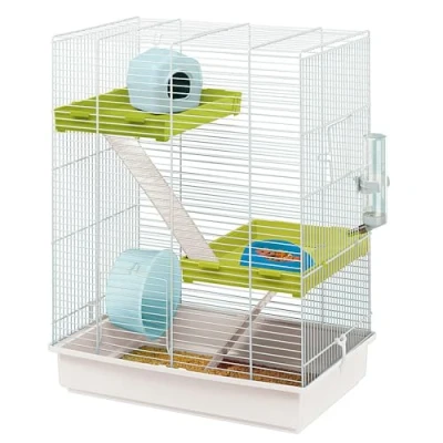 Image of Ferplast Hamster TRIS Vertical Cage Multi Level Fun and Compact Design for Hamsters with Accessories, Easy Clean, 46x29xh58 cm