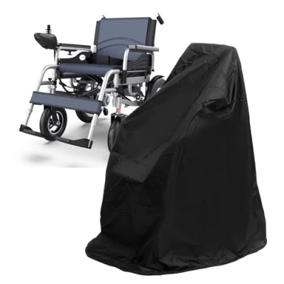 Image of Wheelchair Cover, Covers Waterproof, Heavy Duty 210D Oxford Electric Mobility Scooter Cover with Bottom Elastic Rope, Storage Bag for Travel Outdoor
