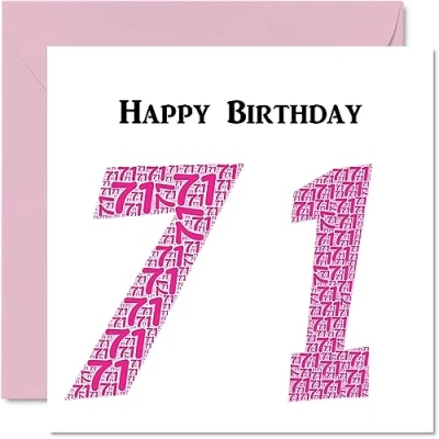 Image of Fun 71st Birthday Cards for Woman Shapecloud Happy Card Dad Mum Great Grandad Grandpa Nanny Grandma Gran Uncle Auntie, 145mm x Greeting Cards,